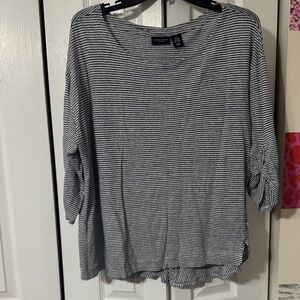 Striped Navy Blue and White Women's Top